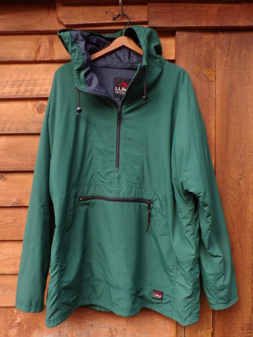 L.L. Bean Outdoors Men's Anorak XL Tall Pullover Green Thinsulate Hood